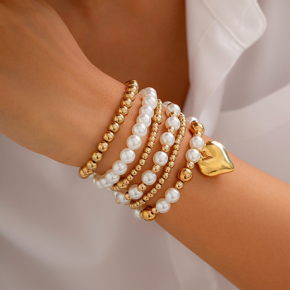The Heartfelt Pearl Bracelet Set
