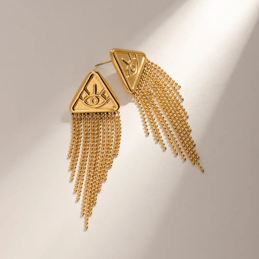 The Celestial Eye Tassel Earrings