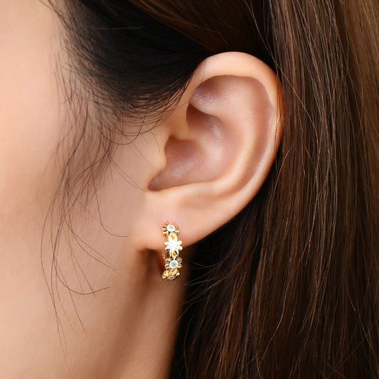 The Daisy Moissanite Hoop Earrings