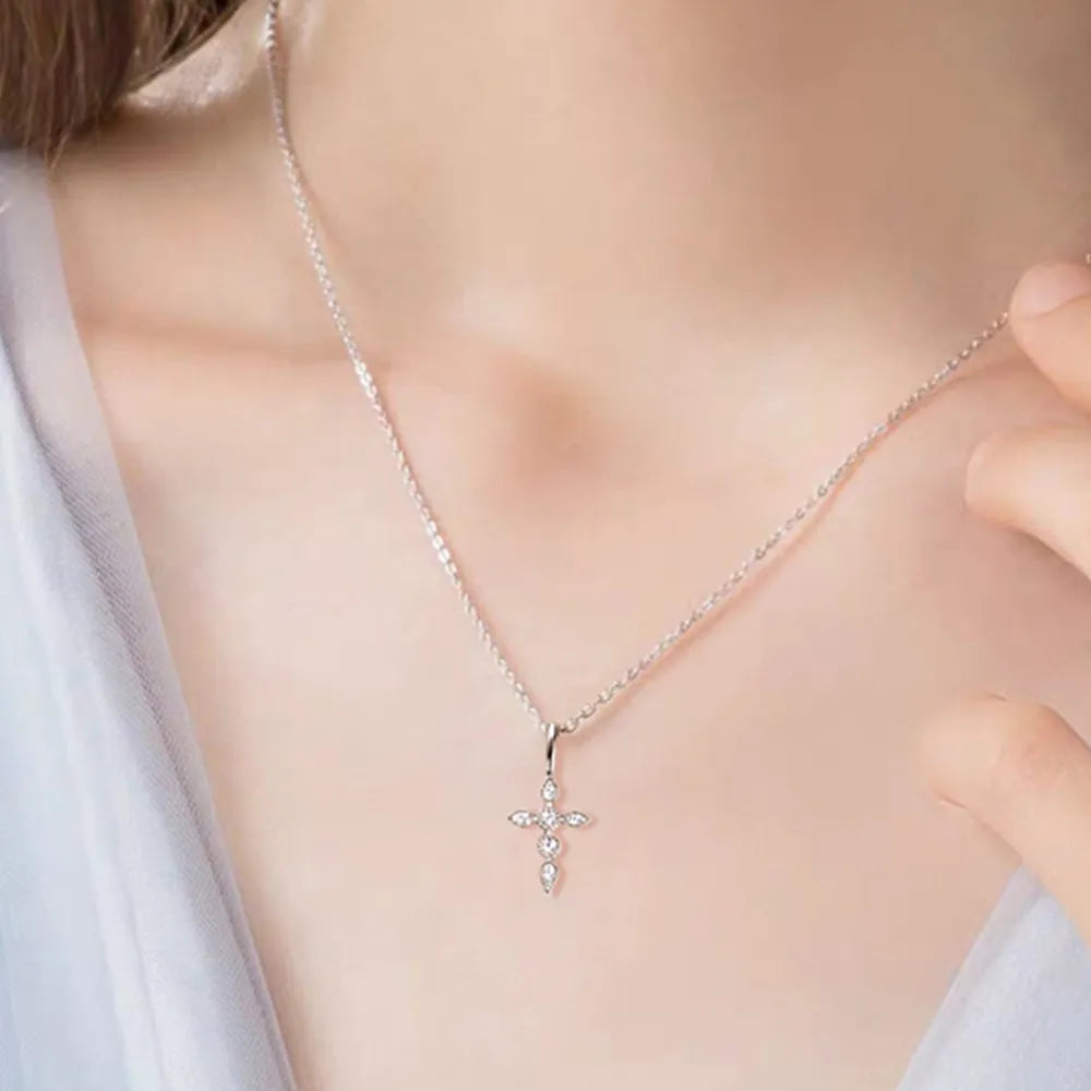 The Radiant Moissanite Cross Necklace