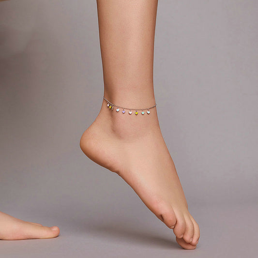 The Rainbow Heart Anklet