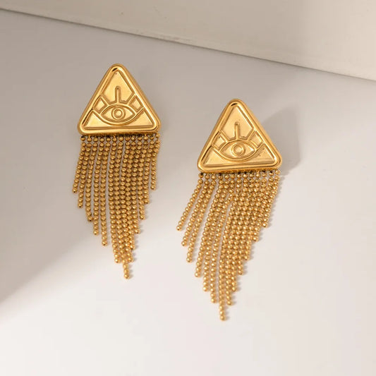 The Celestial Eye Tassel Earrings