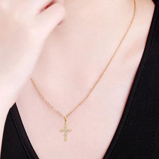 The Radiant Moissanite Cross Necklace